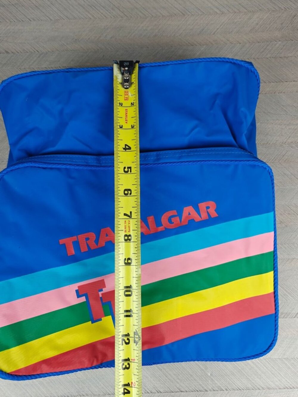 Vintage Trafalgar Shoulder Bag 80's Rainbow Blue Travel School Computer - Picture 9 of 10
